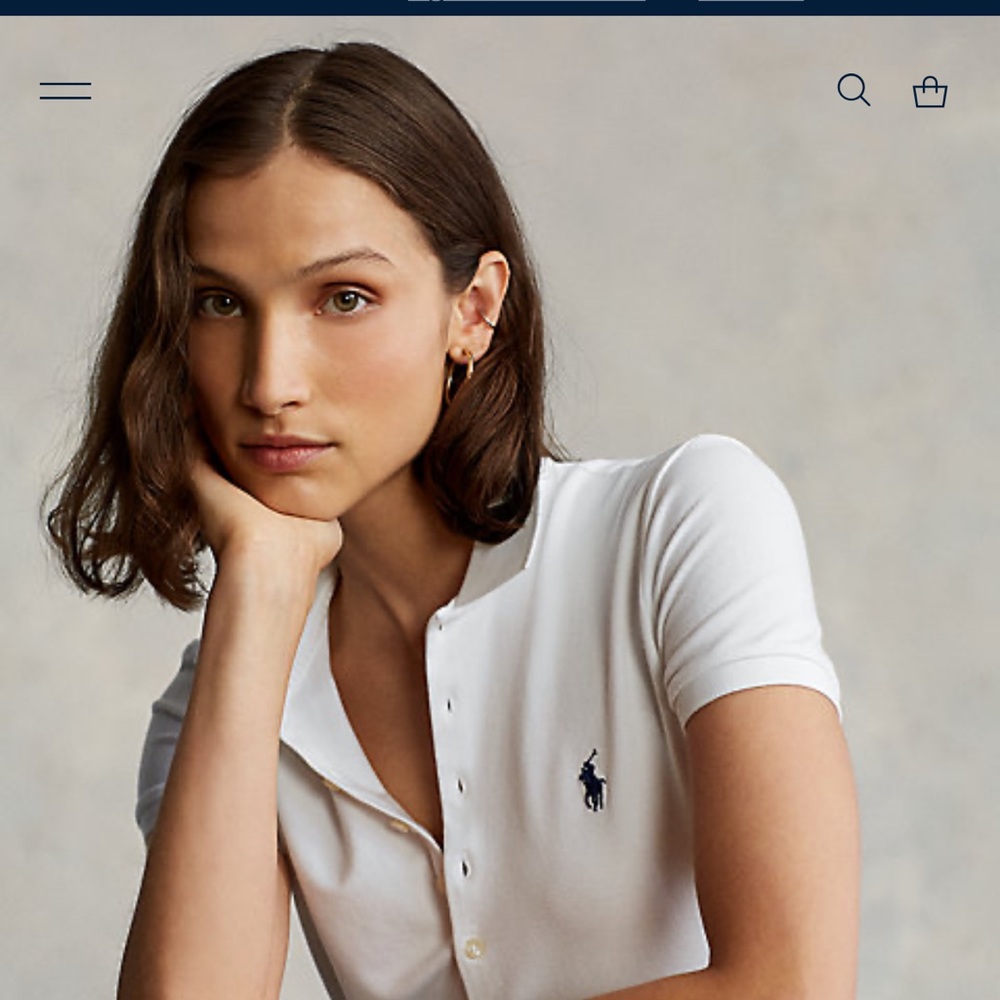 Polo Ralph Lauren slim fit white logo polo